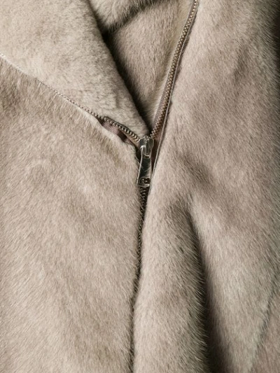 Shop Blancha Asymmetric Fur Jacket In Neutrals