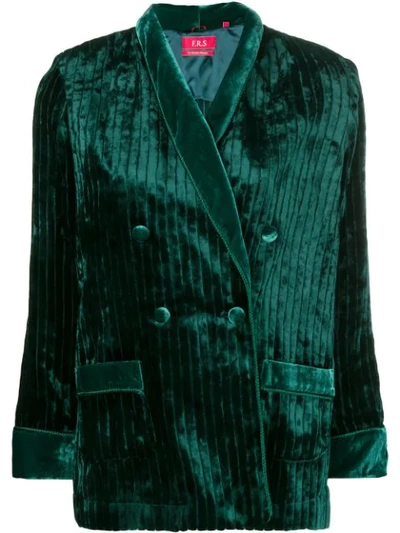 Shop F.r.s For Restless Sleepers Double Breasted Jacket In Green