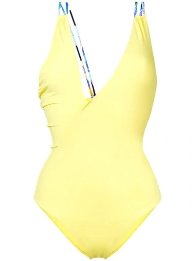 Shop Emilio Pucci Plunging Swimsuit - Yellow