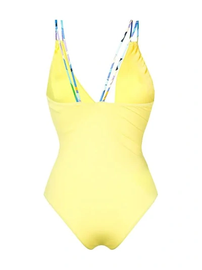 Shop Emilio Pucci Plunging Swimsuit - Yellow