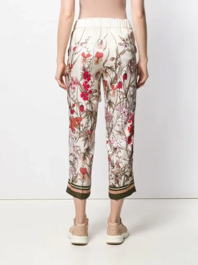 Shop Cambio Cropped Floral Trousers - Neutrals