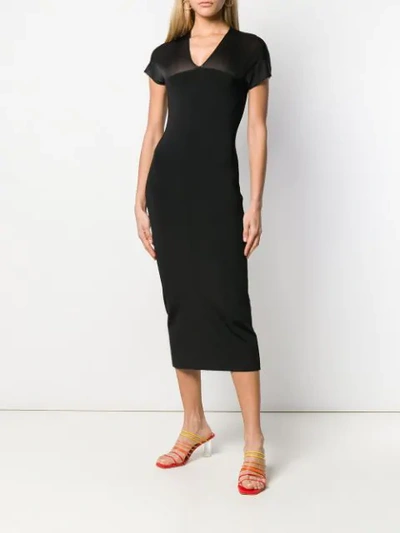 Shop Theory Sheer Top Midi Dress In Black