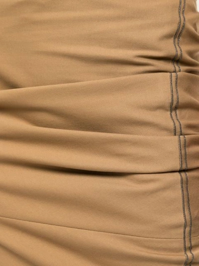 Shop Brunello Cucinelli Ruched Straight Skirt In Brown