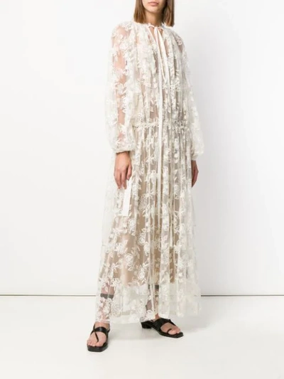 Shop Ann Demeulemeester Embroidered Sheer Maxi Dress - White