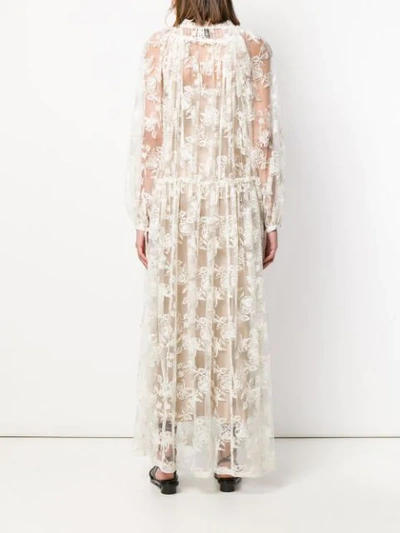 Shop Ann Demeulemeester Embroidered Sheer Maxi Dress - White