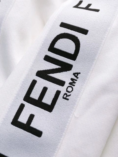 Shop Fendi Tapered Track Style Trousers In White