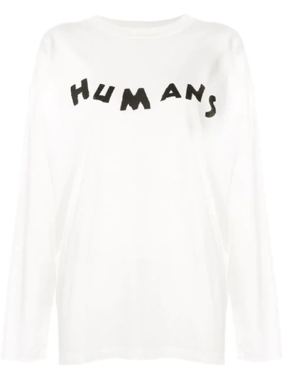 Shop Mm6 Maison Margiela Humans Jersey Top In 101 Off White
