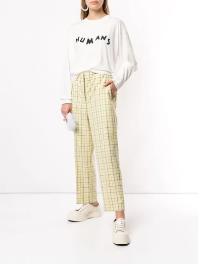 Shop Mm6 Maison Margiela Humans Jersey Top In 101 Off White