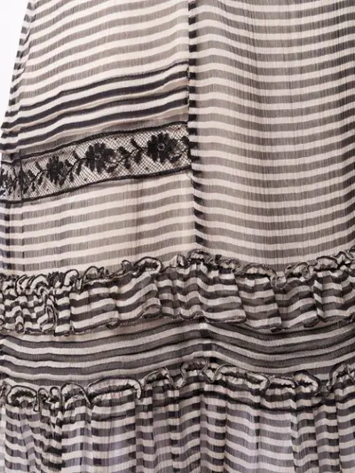 Pre-owned Prada Striped Gathered Dress In Black