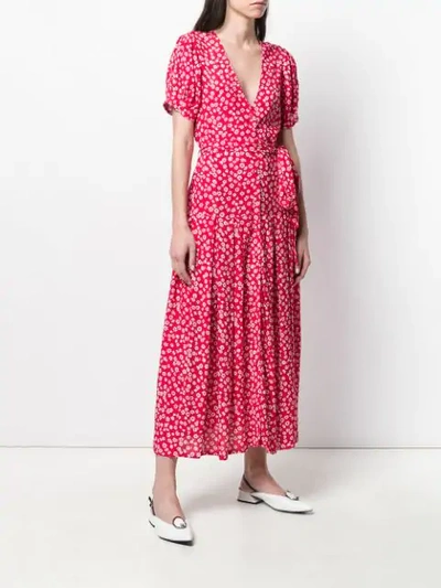 Shop Andamane Floral Print Midi Dress In Red
