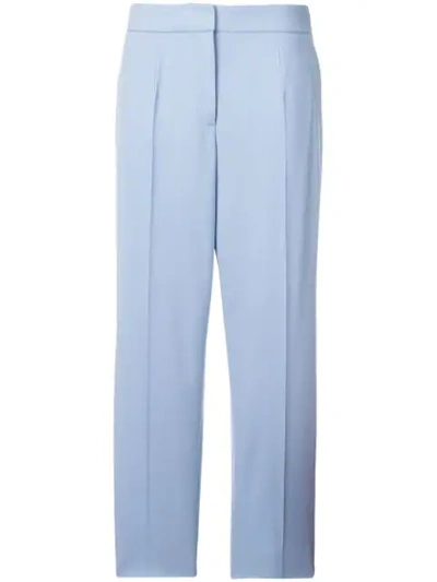 Shop Oscar De La Renta High-rise Tailored Trousers In Blue
