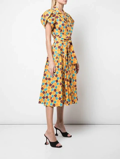 Shop Lhd Floral Print Midi Dress In Yellow