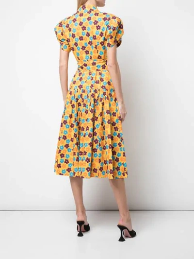 Shop Lhd Floral Print Midi Dress In Yellow