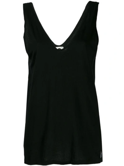 BASSIKE PLUNGING NECK TANK TOP - 黑色