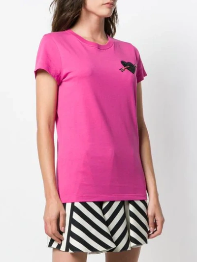 Shop Valentino Heart Embroidered T In Pink
