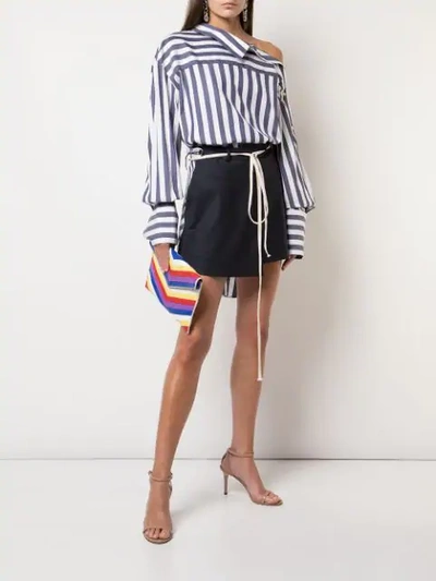 Shop Monse Striped Shoulder Placket Shirt In Blue