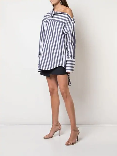 Shop Monse Striped Shoulder Placket Shirt In Blue