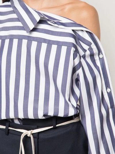 Shop Monse Striped Shoulder Placket Shirt In Blue