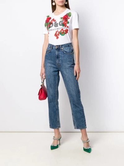 Shop Dolce & Gabbana Embellished Floral T-shirt In White