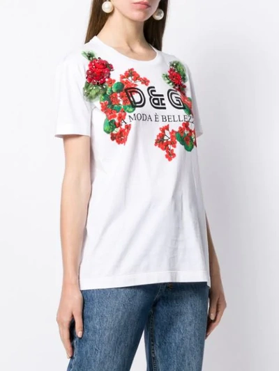 Shop Dolce & Gabbana Embellished Floral T-shirt In White