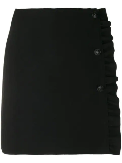 Shop Msgm Frill-trim Mini Skirt - Black