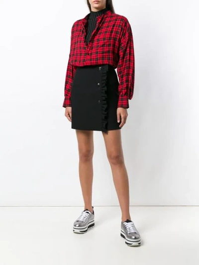 Shop Msgm Frill-trim Mini Skirt - Black