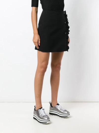 Shop Msgm Frill-trim Mini Skirt - Black