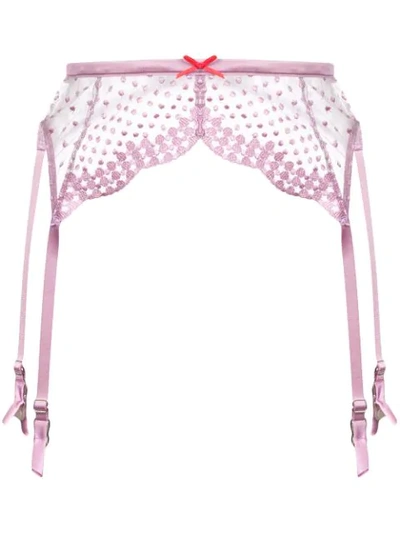 Shop Fleur Du Mal Dotty Garter Belt In Pink