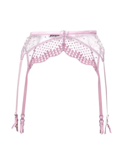 Shop Fleur Du Mal Dotty Garter Belt In Pink