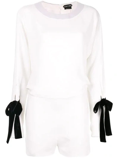 Shop Tom Ford Tied Sleeve Playsuit In White