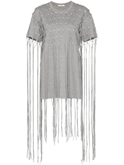 Shop Area Crystal-embellished Net T-shirt Dress In Grey