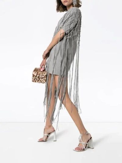 Shop Area Crystal-embellished Net T-shirt Dress In Grey