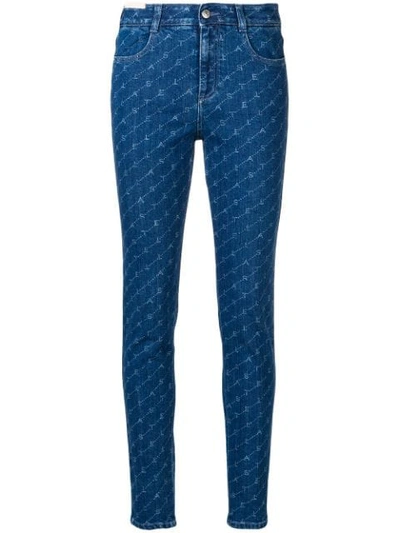Shop Stella Mccartney Monogram Skinny Jeans In Blue