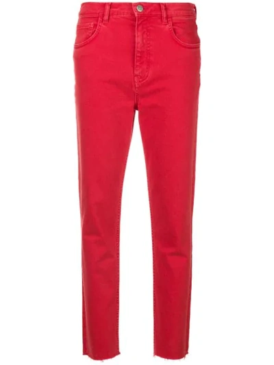 Shop M.i.h. Jeans Mimi Cropped Slim-fit Jeans In Cherry Red