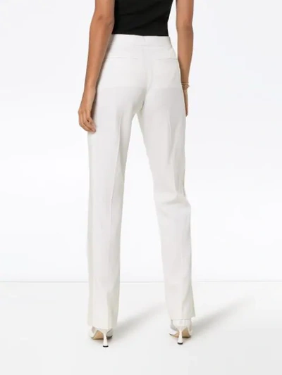 Shop Burberry Harborough Straight-leg Trousers - White