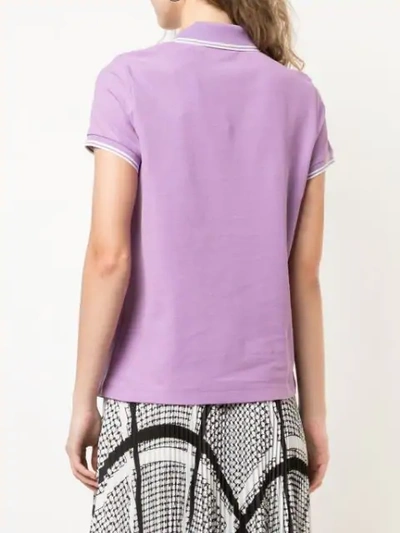 Shop Moncler Logo Patch Polo Shirt In Purple