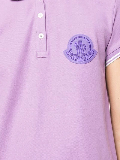 Shop Moncler Logo Patch Polo Shirt In Purple