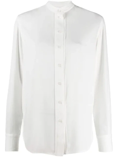 Shop Calvin Klein Mandarin Collar Shirt In 112 Ck Ecru