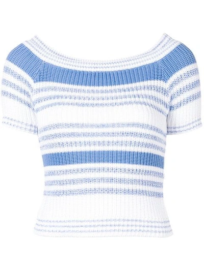 Shop Red Valentino Ribbed Knit Top In White
