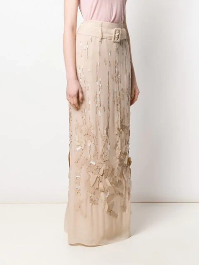 Shop Prada Embellished Maxi Skirt In Neutrals