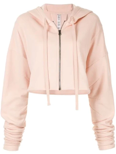 Shop Alo Yoga Cropped Zipped Hoodie In Pink