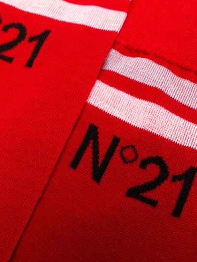 Shop N°21 Striped Logo Socks In Red