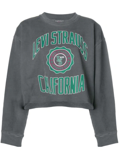 Shop Levi's Logo Print Cropped Sweatshirt - Grey