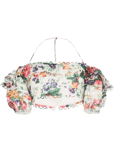 Shop Zimmermann Allia Floral Off-the-shoulder Top In Multicolour