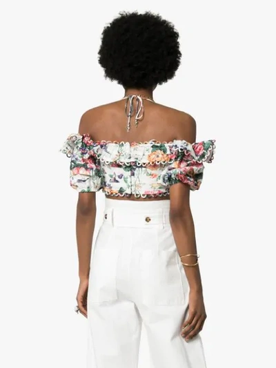 Shop Zimmermann Allia Floral Off-the-shoulder Top In Multicolour