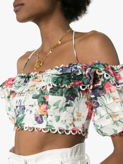 Shop Zimmermann Allia Floral Off-the-shoulder Top In Multicolour