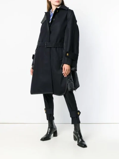 Shop Sacai Quilted Back Coat - Blue
