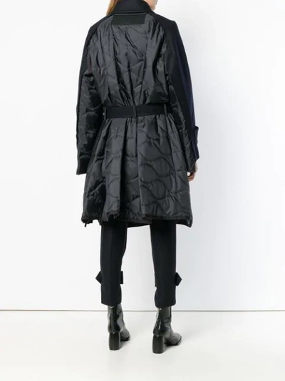 Shop Sacai Quilted Back Coat - Blue