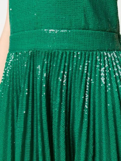 Shop Msgm Sequined Pleated Dress In Green