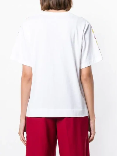 Shop Marni Floral Striped T-shirt In White